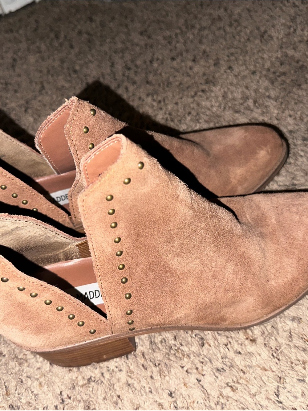 Steve Madden Suede Studded Ankle Booties - Tan